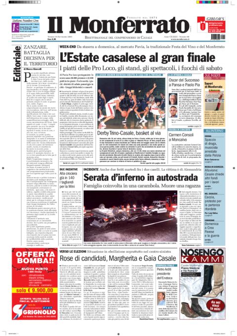 Il Monferrato - Edizione 68 del 19/09/2003